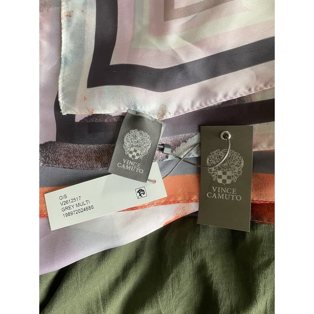 Vince Camuto Square Abstract Scarf O/S Grey Multi NWT
